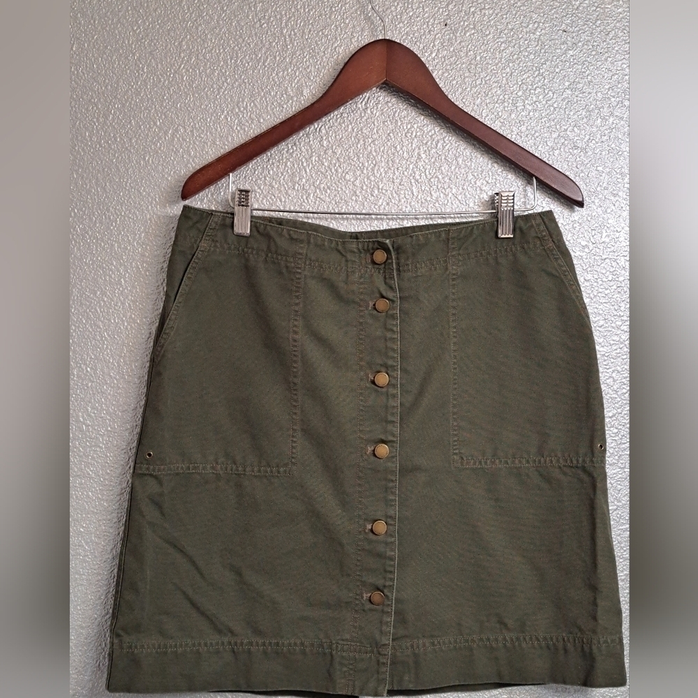 Vintage Lauren Ralph Lauren Olive Button Up Mini Skirt Size 12